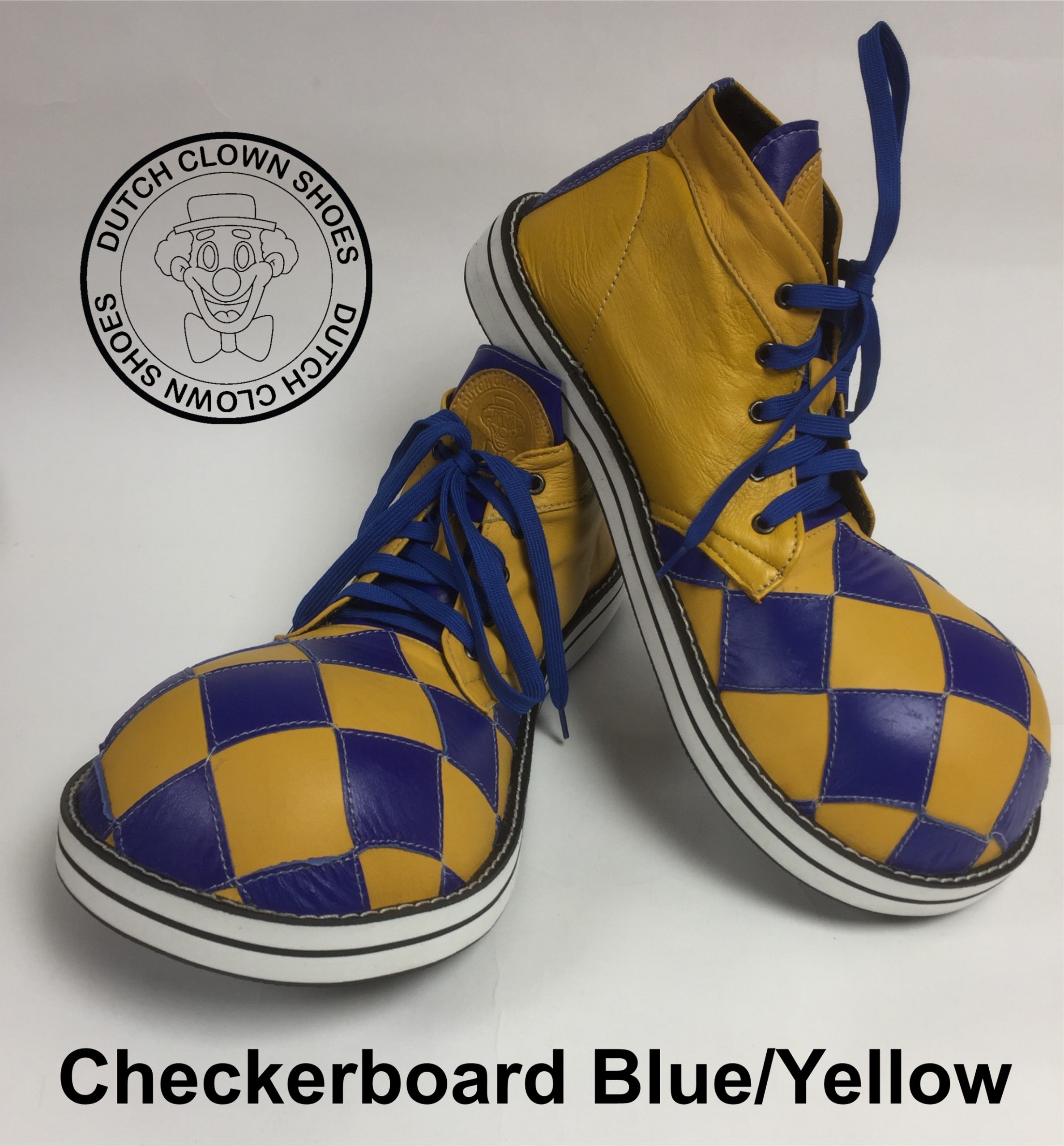 Clowns Schoenen Checkerboard Blue-Yellow